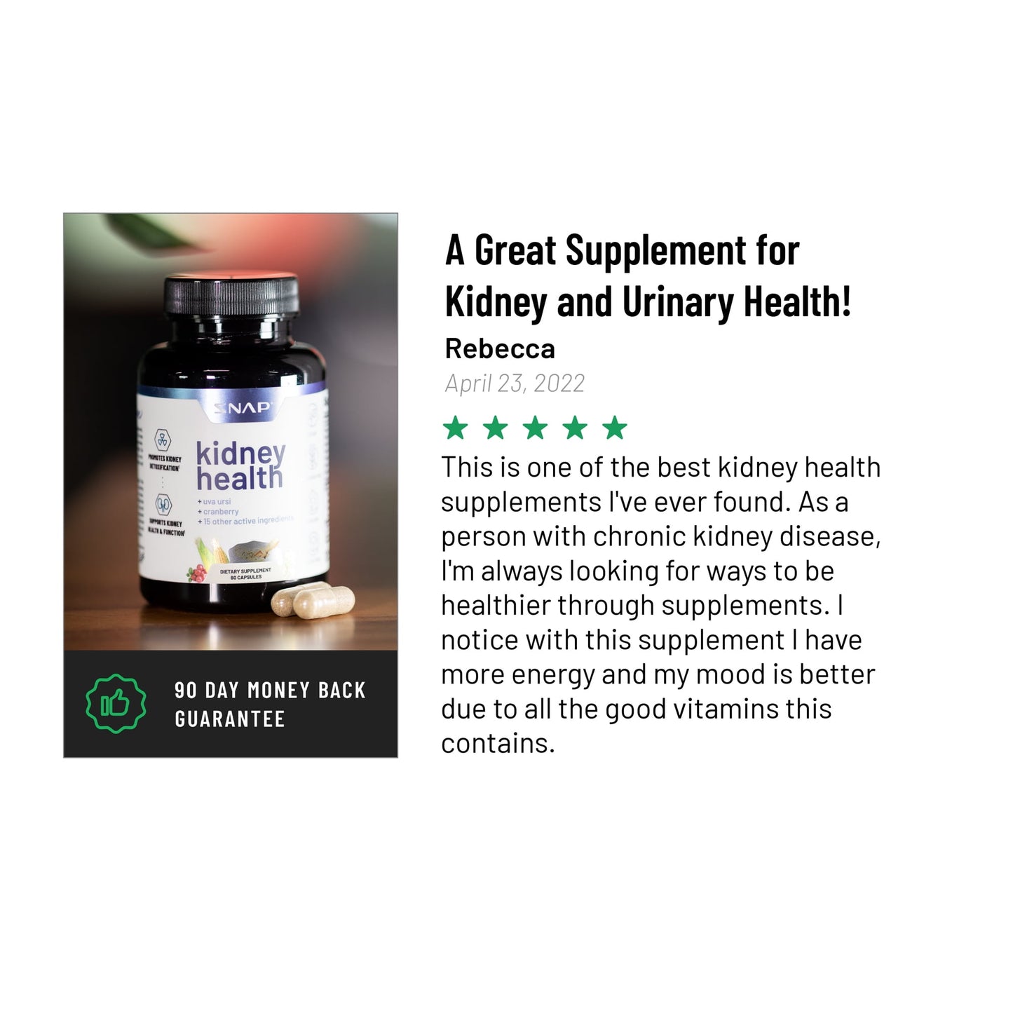 Snap Kidney Health Supplement, Kidney Cleanse and Detox 60 Capsules