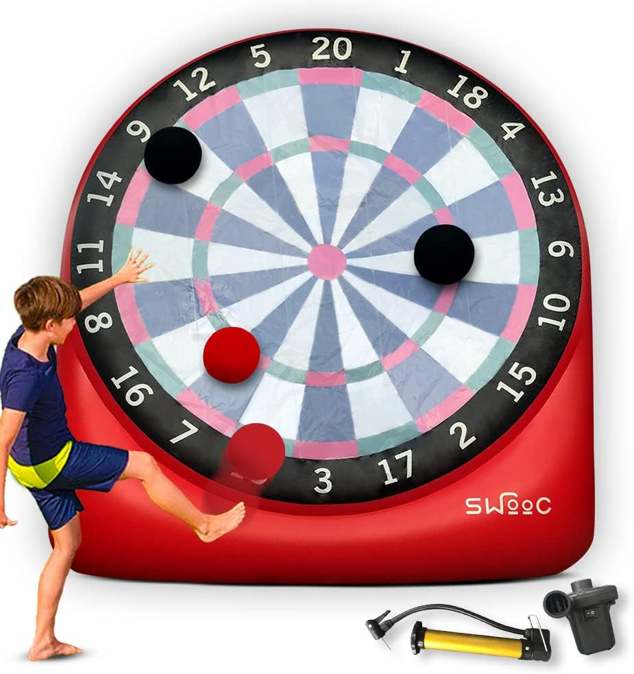 SWOOC Games - Giant Kick Darts Over 6Ft Tall with 15+ Games Included  - Giant Yard Games