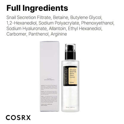 COSRX Snail Mucin 96% Power Repairing Essence 3.38 Fl.Oz 100Ml, Hydrating Serum