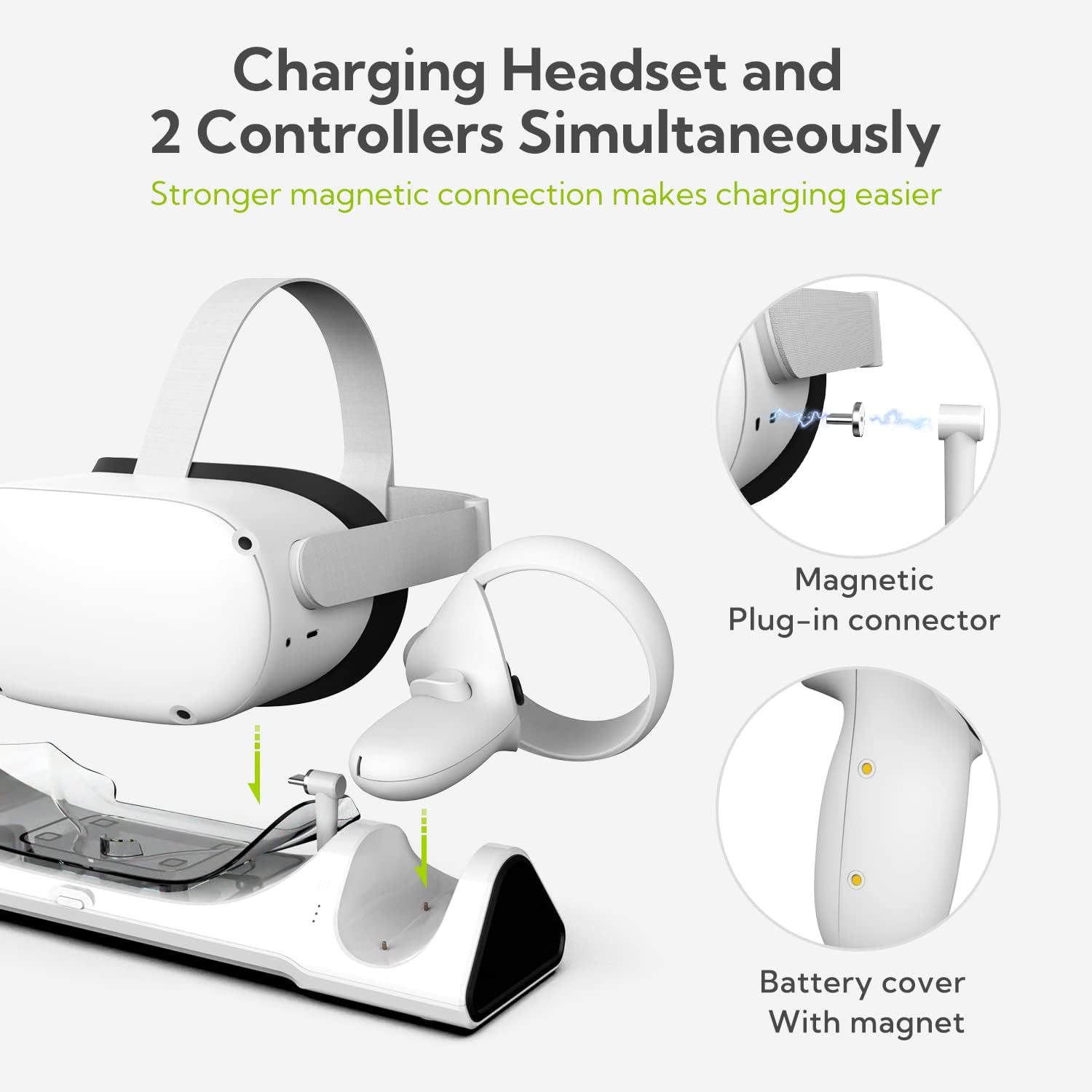 ZYBER Charging Dock for Meta Quest 2, VR Charger Station for Charging Oculus Quest - USB-C Charger and Cable