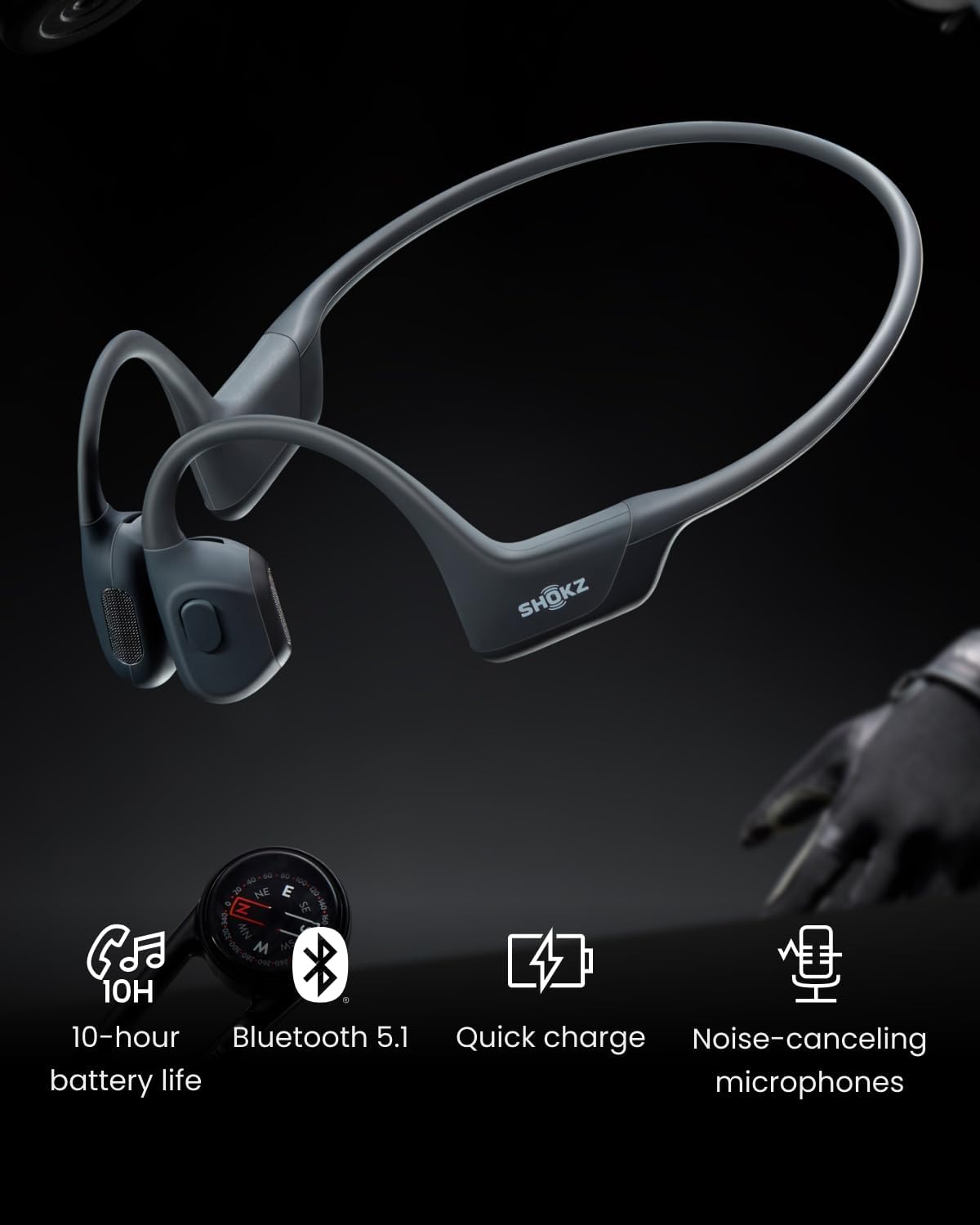 Shokz Openrun Pro - Open-Ear Bluetooth Bone Conduction Sport Headphones