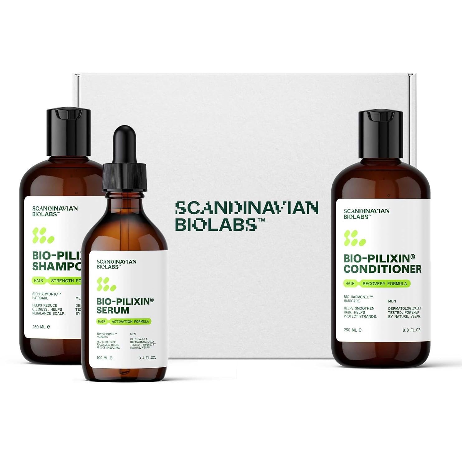 Scandinavian Biolabs 3-Step Hair Activation Routine for Men, Clinically Tested - Science-Backed Hair Loss Formula