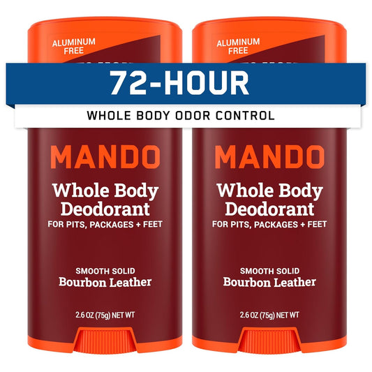 Mando Whole Body Deodorant for Men - Aluminum Free, 1 -(Pack of 2) - Bourbon Leather