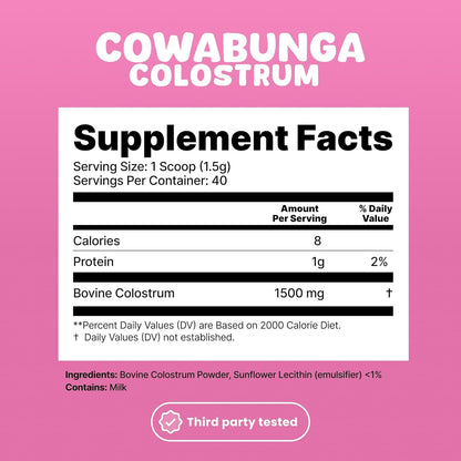 SonoHealth Cowabunga Premium Colostrum - Pure & Unaltered Colostrum Powder Supplement 