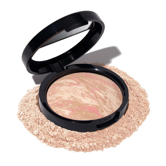 LAURA GELLER NEW YORK Balance-N-Brighten Color Correcting Powder Foundation - Porcelain - Buildable Light to Medium Coverage - Demi-Matte Natural Finish