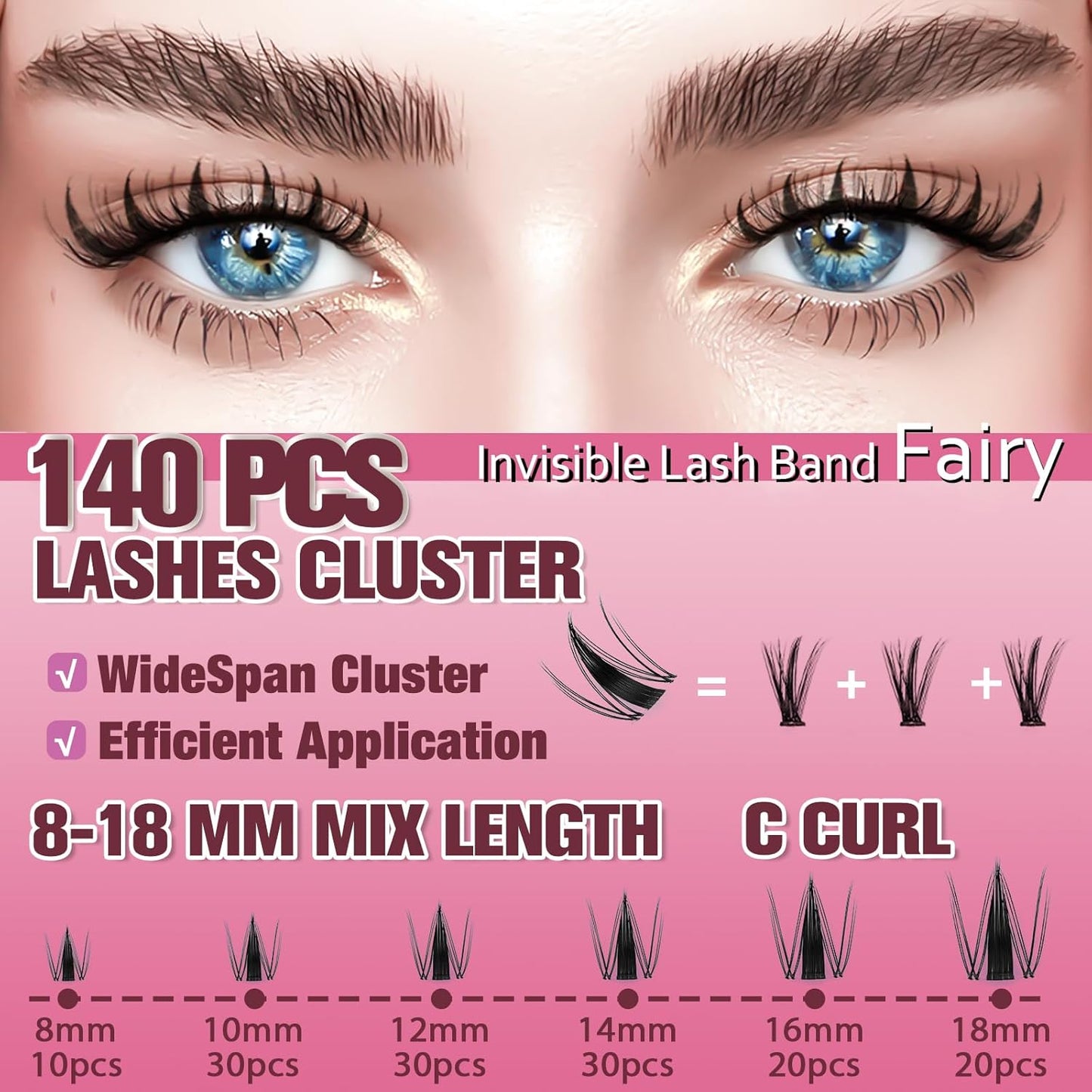 UCoolMe Fairy Lash Clusters Kit 8-18Mm Manga Eyelash Clusters C Curl - Eyelashes Clusters Kit