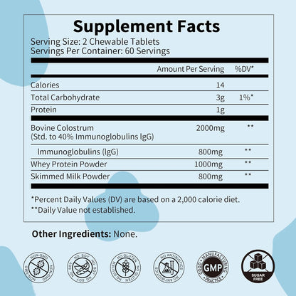 Bovine Colostrum Chewable Tablets Sugar Free