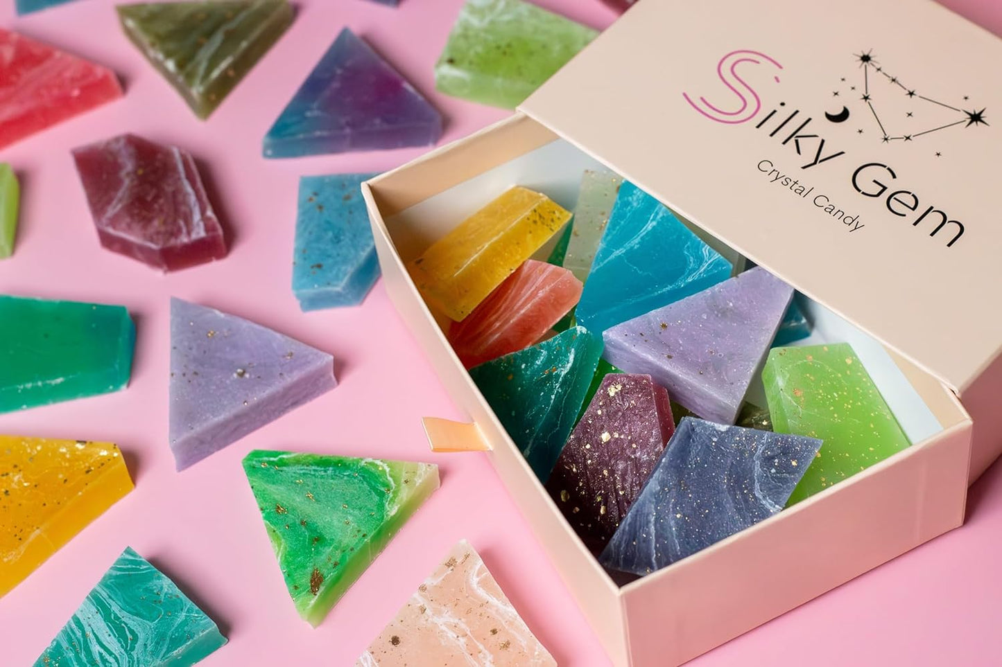 Silky Gem- the Gemmies, Edible Crystal Candy, 8-10 Small Clusters - Mixed Flavors