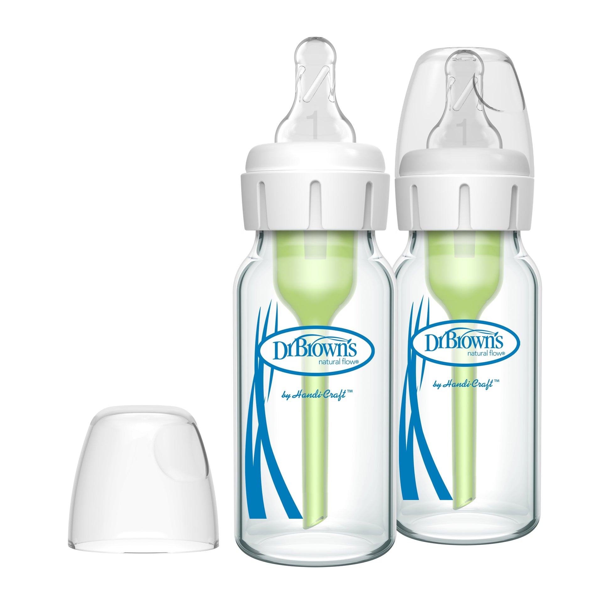 Dr Brown Glass Baby Bottle, 4Oz/120Ml, Level 1 Nipples, 0M+, 2 Pack