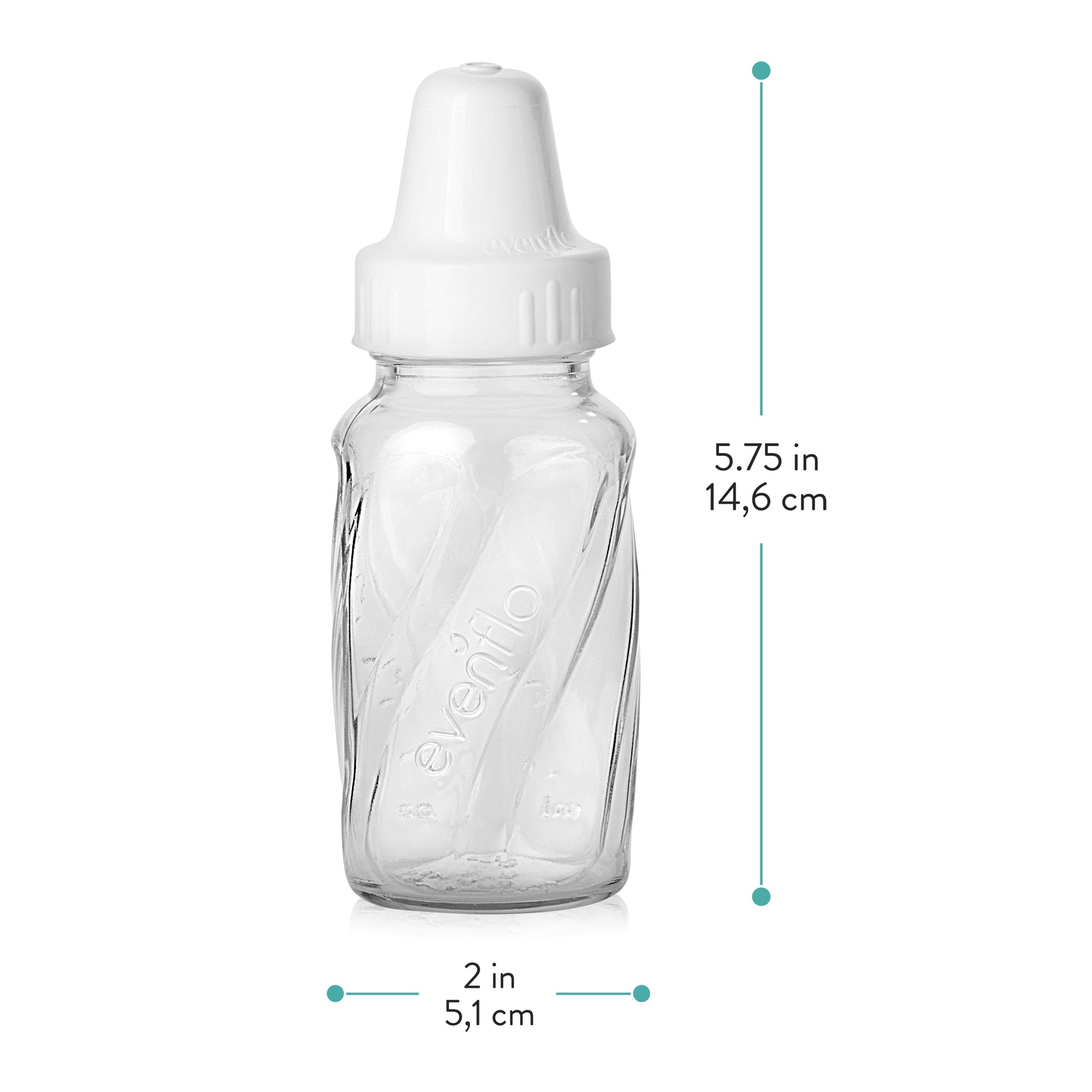 Evenflo Glass Twist Baby Bottles, Clear, 4 Oz Pack of 6