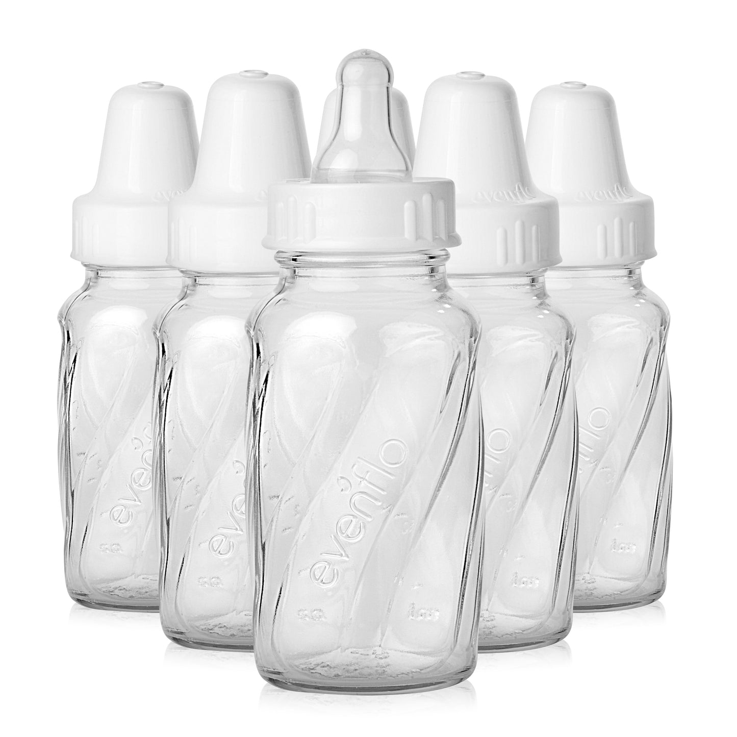 Evenflo Glass Twist Baby Bottles, Clear, 4 Oz Pack of 6