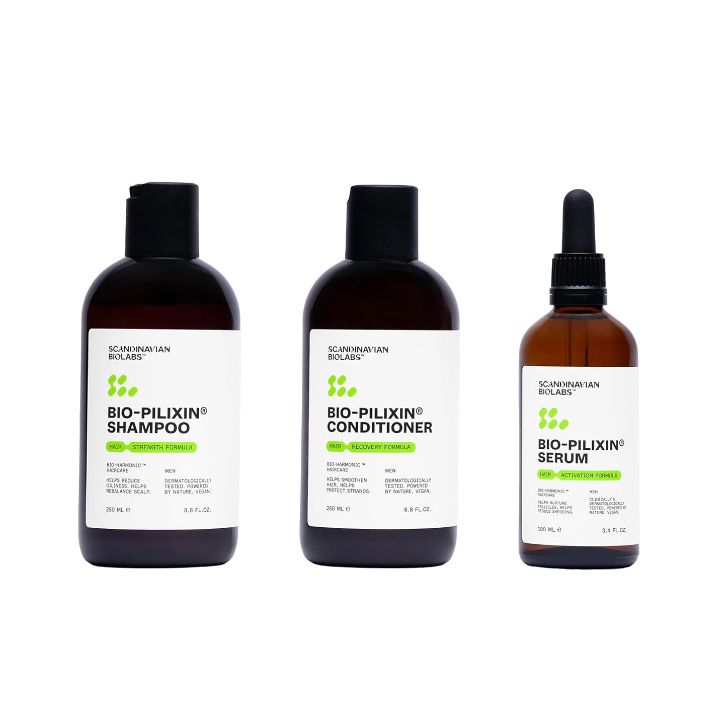 Scandinavian Biolabs 3-Step Hair Activation Routine for Men, Clinically Tested - Science-Backed Hair Loss Formula